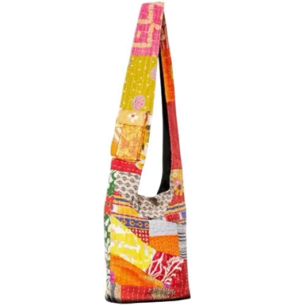 Kathmandu Collection Kantha Colorful Patchwork Hobo Bag NWT